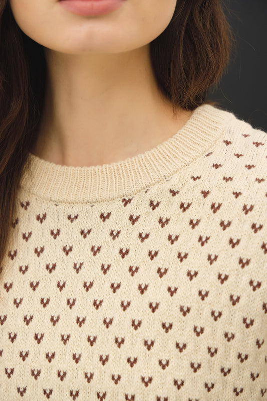 Heart Dot Jaquard Sweater | Ivory
