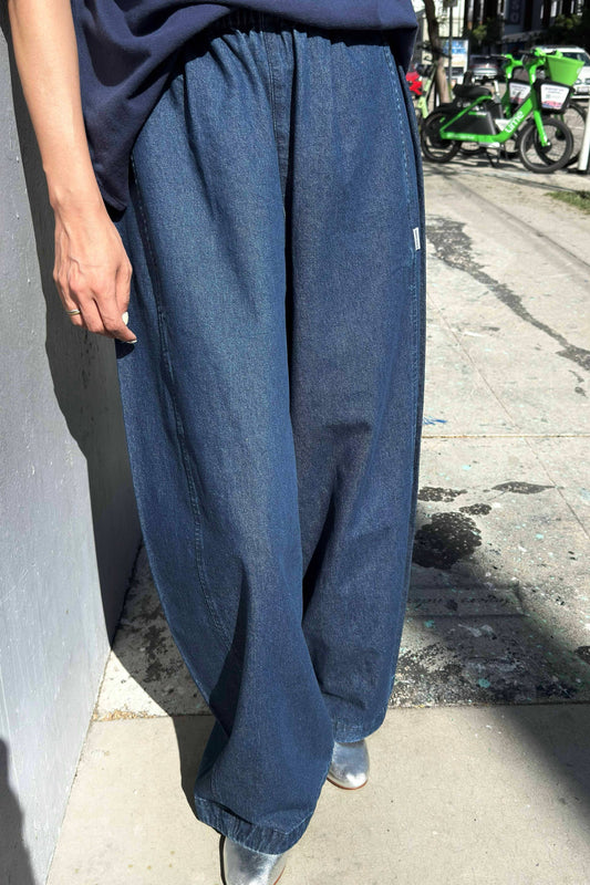 Pull On Parachute Pants | Denim Blue