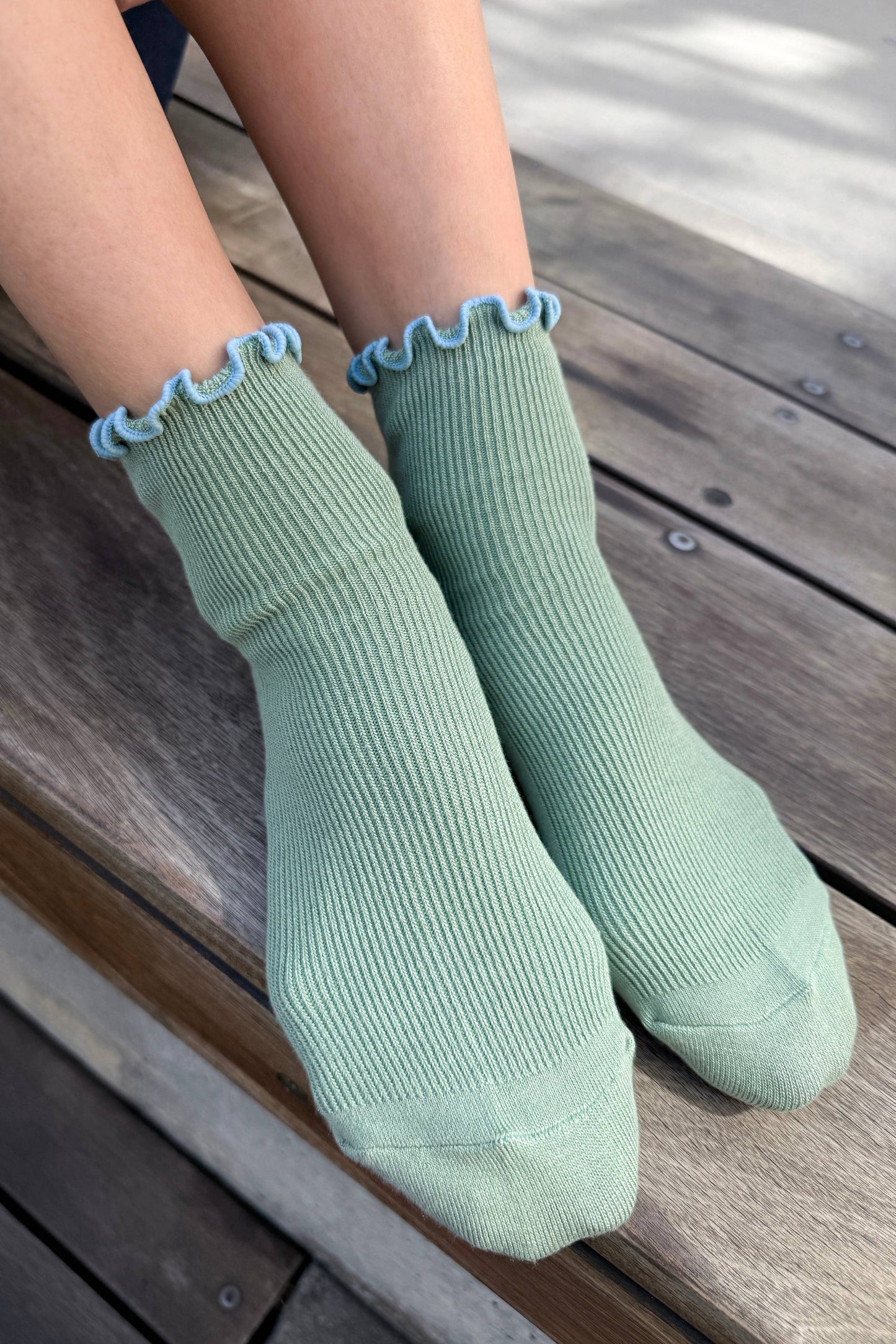 The Petite Ruffled Socks | Sea Glass