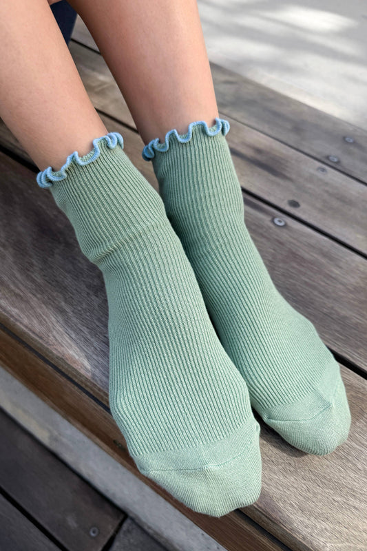 The Petite Ruffled Socks | Sea Glass
