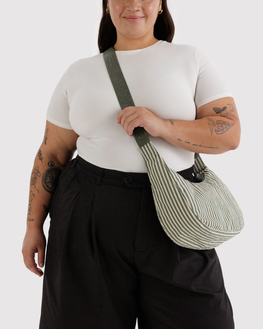 Medium Crescent Bag | Sage Stripe
