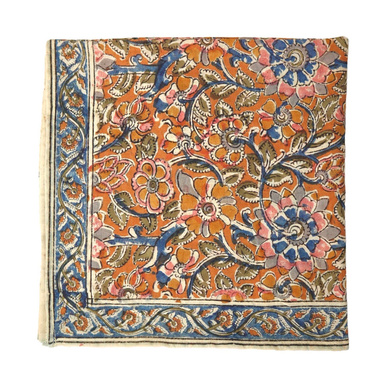 Kalamkari Cotton Bandana | Cobalt Floral