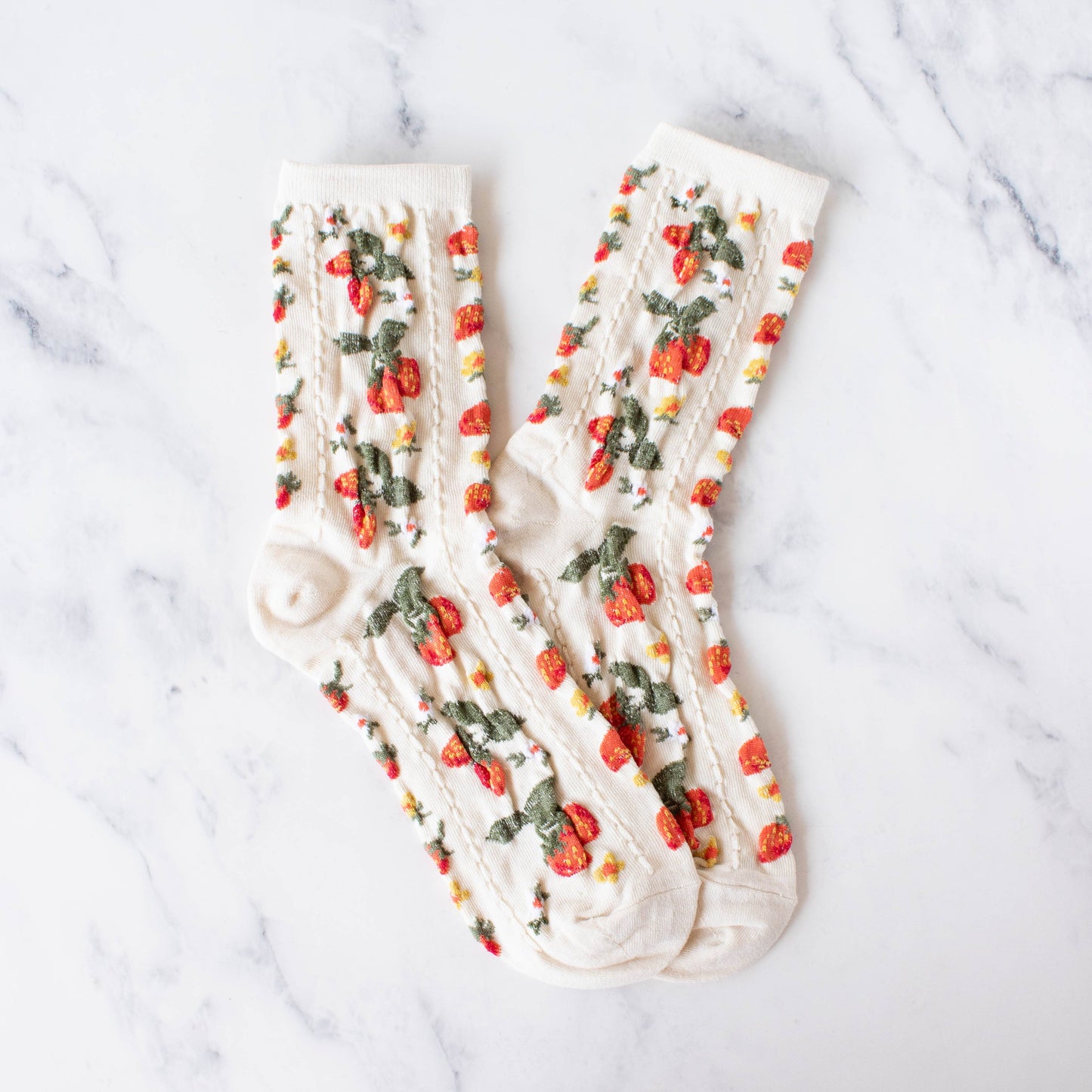 Berry Bunch Crew Socks | Cream