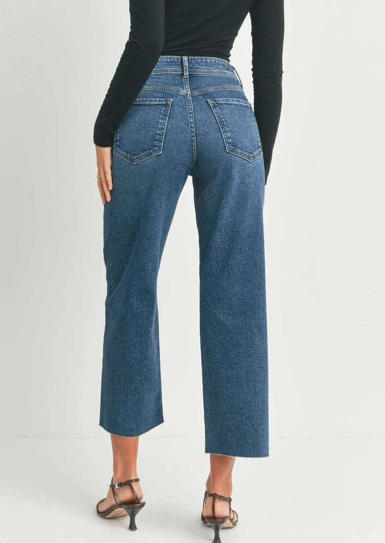 Wide Leg Utility Jeans | Dark Wash