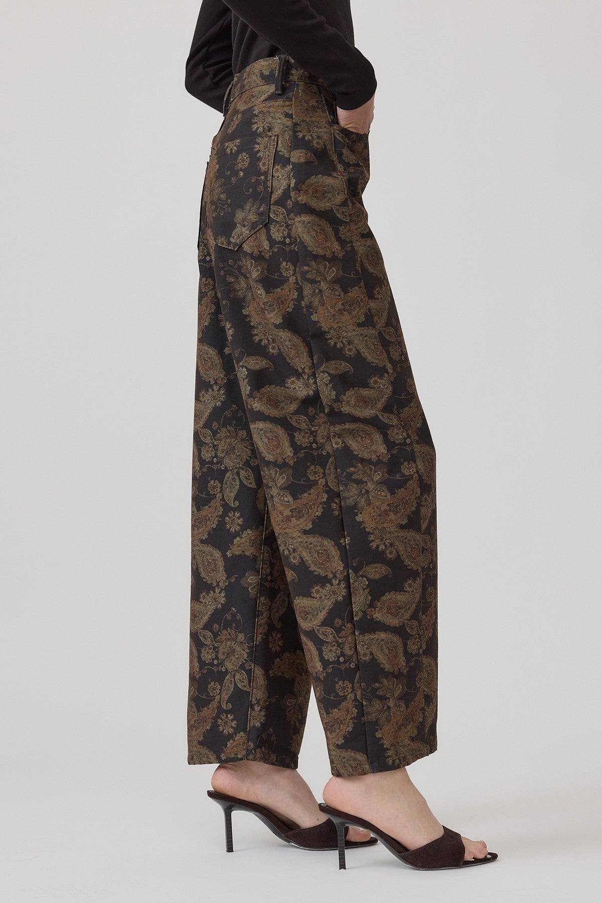 Vintage Paisley Barrel Pants | Dark Brown