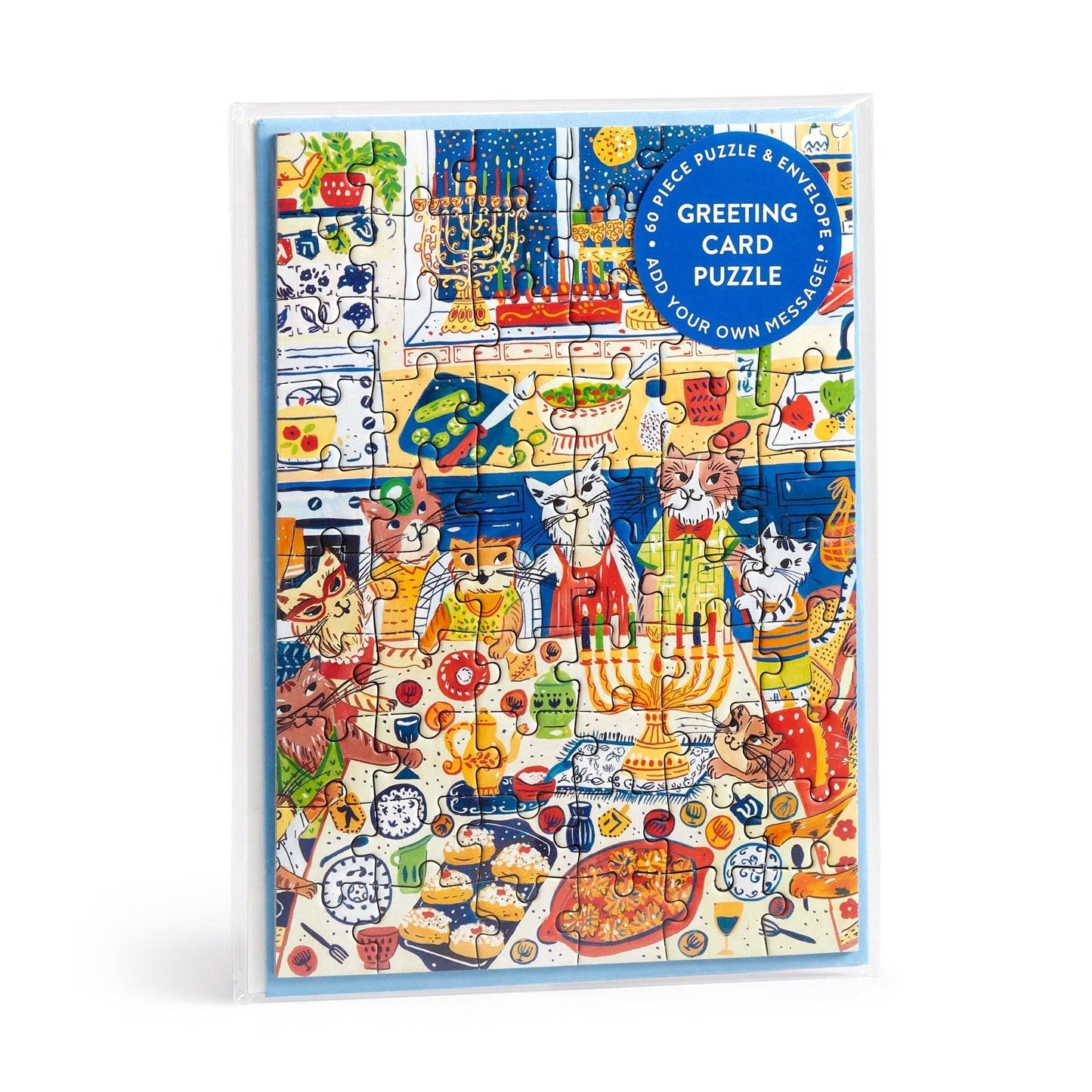 Happy Hanukcats Greeting Card | 60 Piece Puzzle