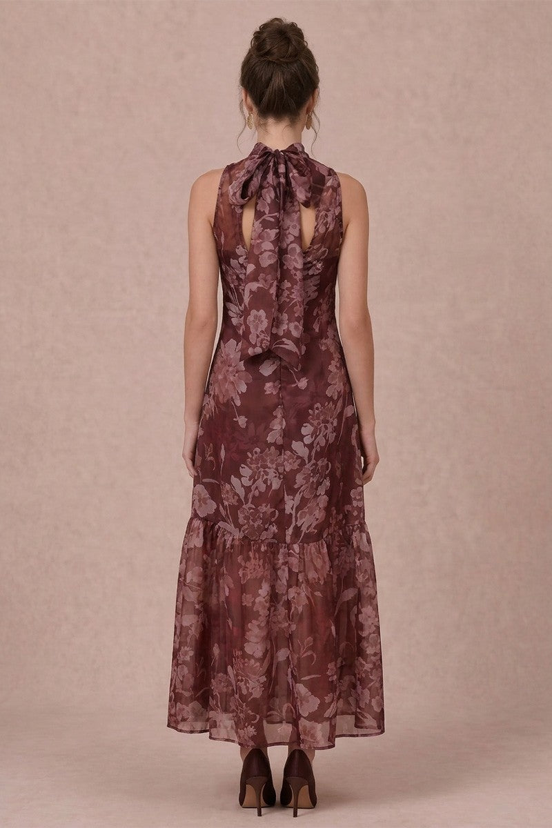 Soft Organza Maxi Dress | Rust