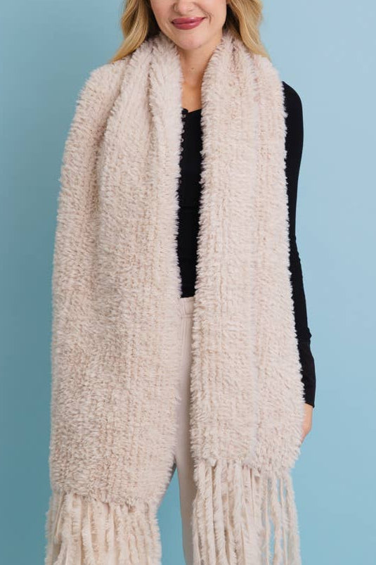 Super Soft Fringe Scarf | Ecru