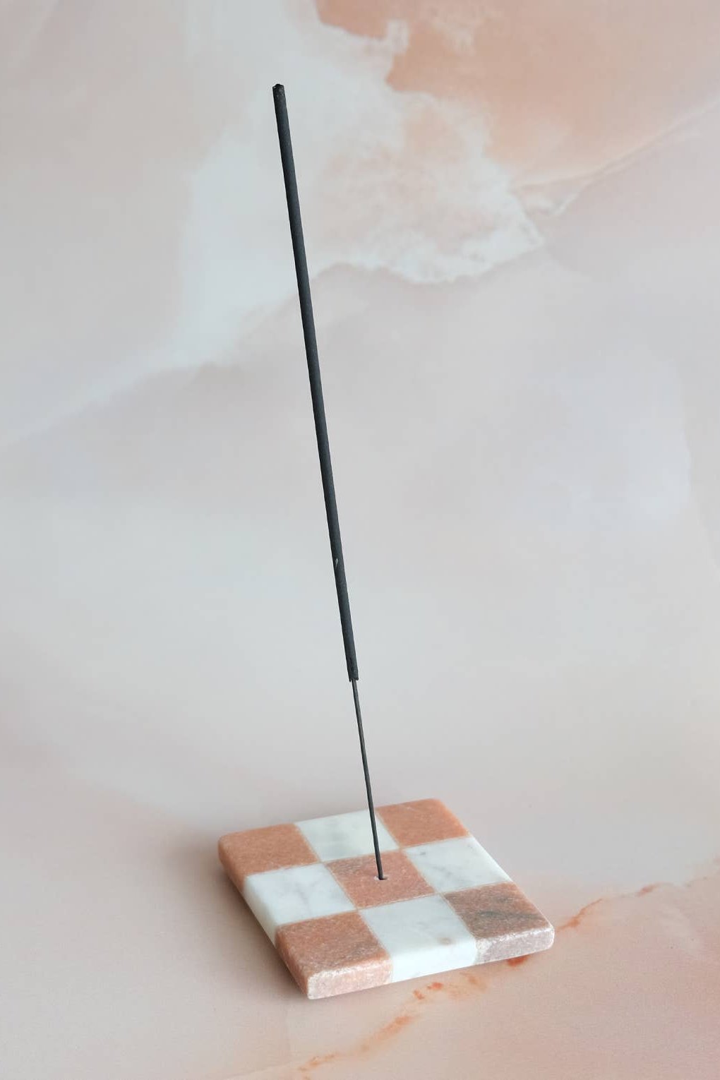 Marble Checks Incense Holder | Pink + White Marble Check