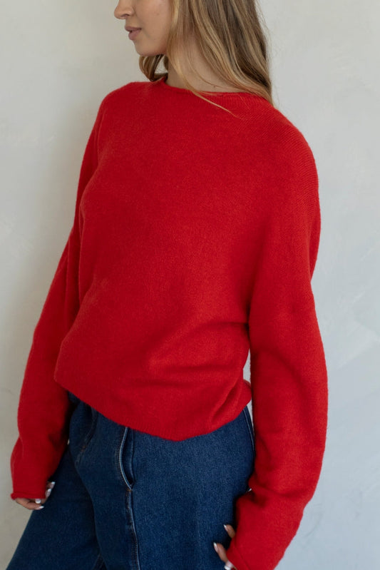 Piper Pullover Sweater | Tomato Red