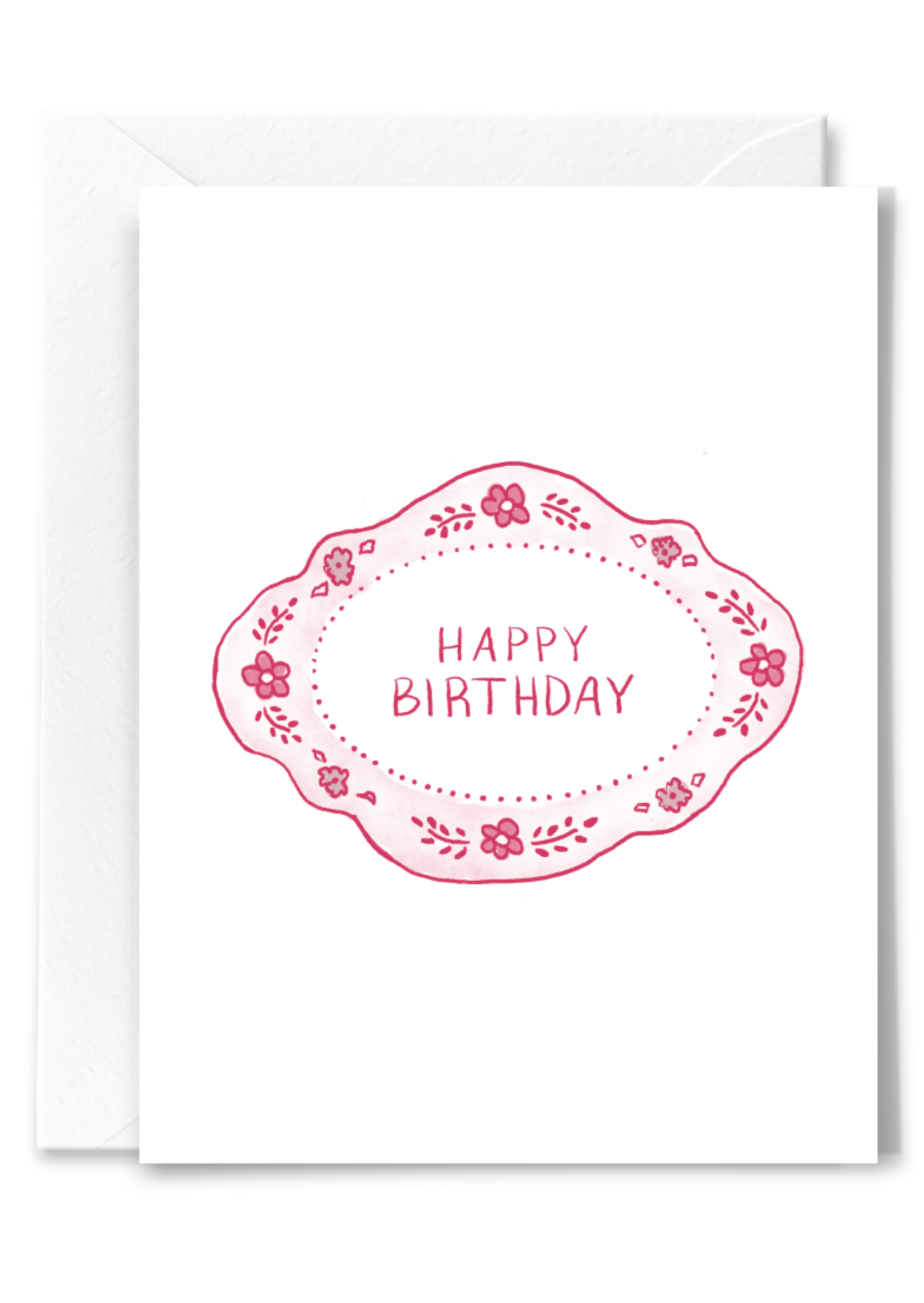 Pink Floral Frame Birthday Card