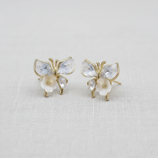 Butterfly Crystal Earrings | Baby Blue