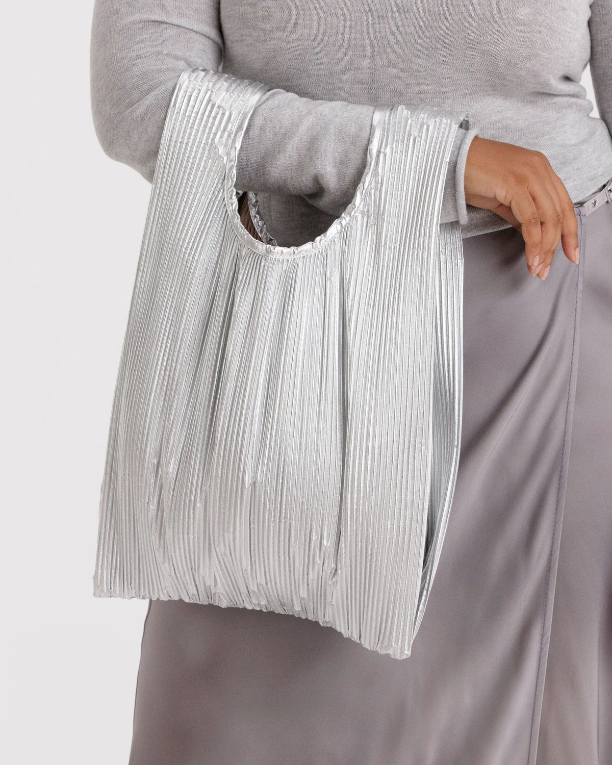 Pleated BAGGU | Chrome Metallic