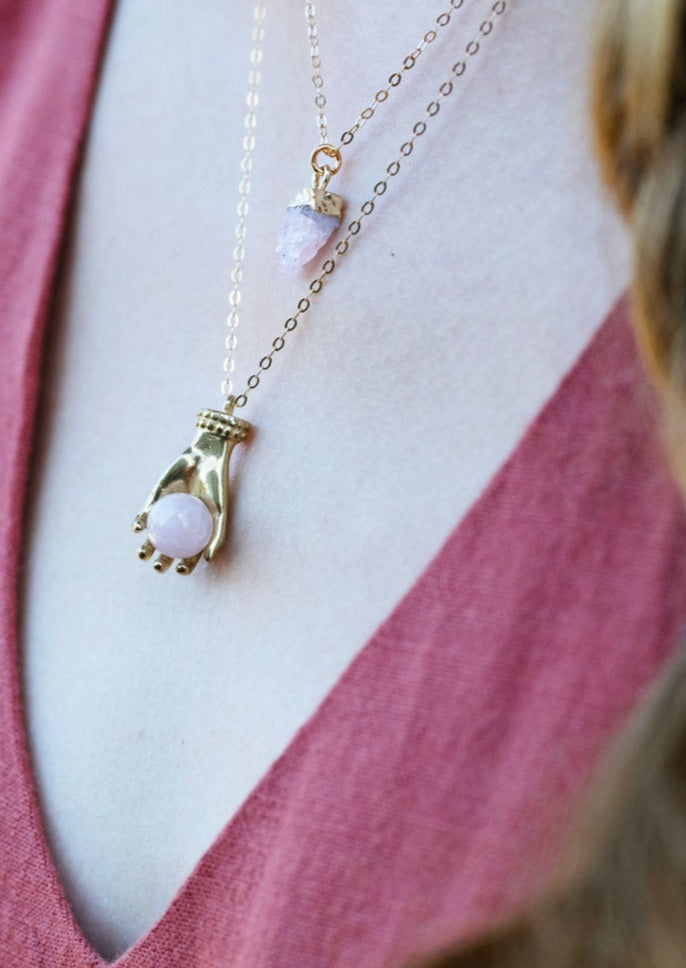 Fortune Teller Necklace | Rose Quartz