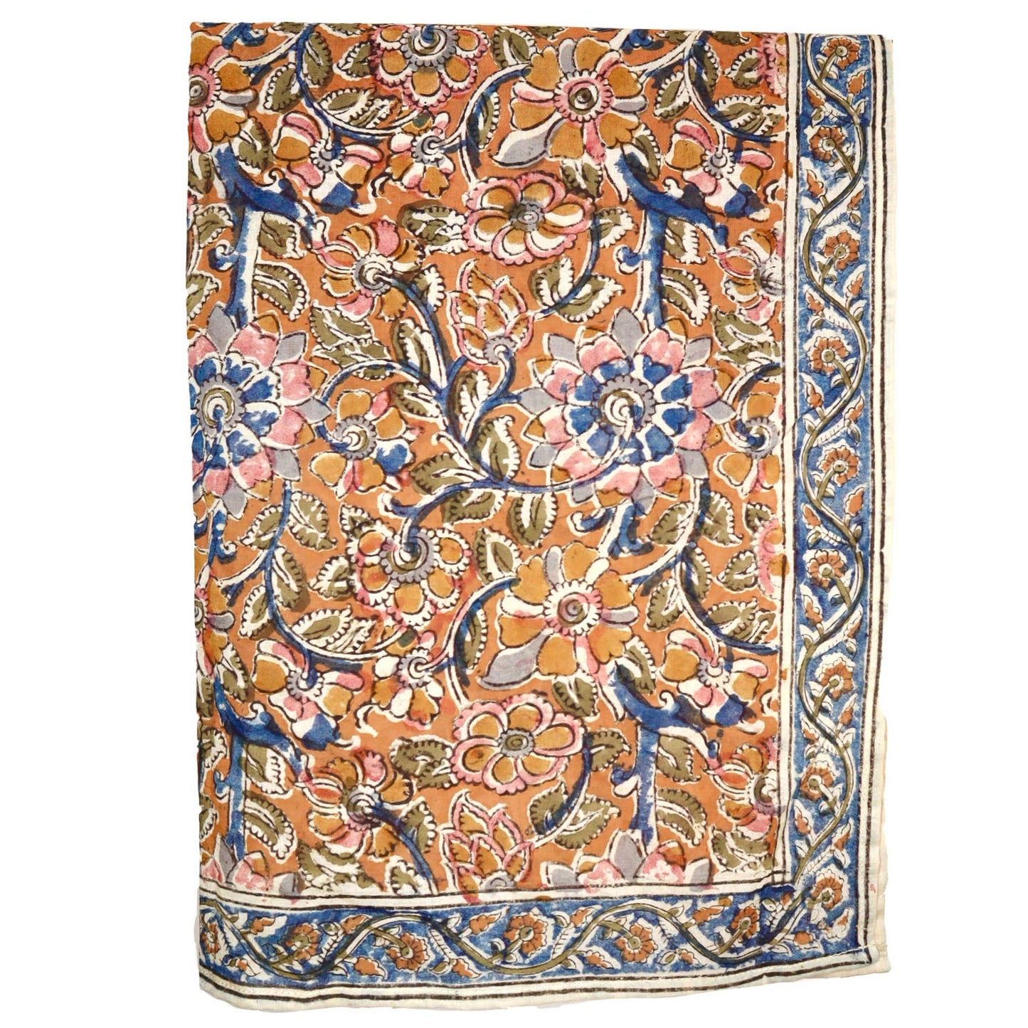 Kalamkari Cotton Bandana | Cobalt Floral