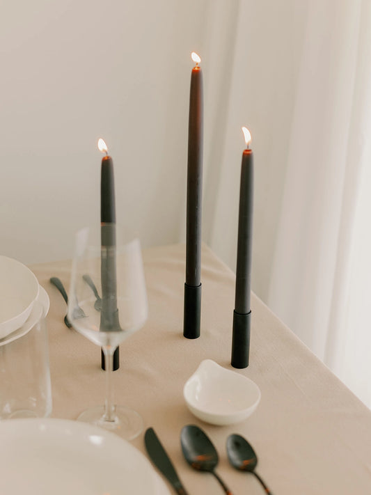 Beeswax Dipped Candles | Charcoal