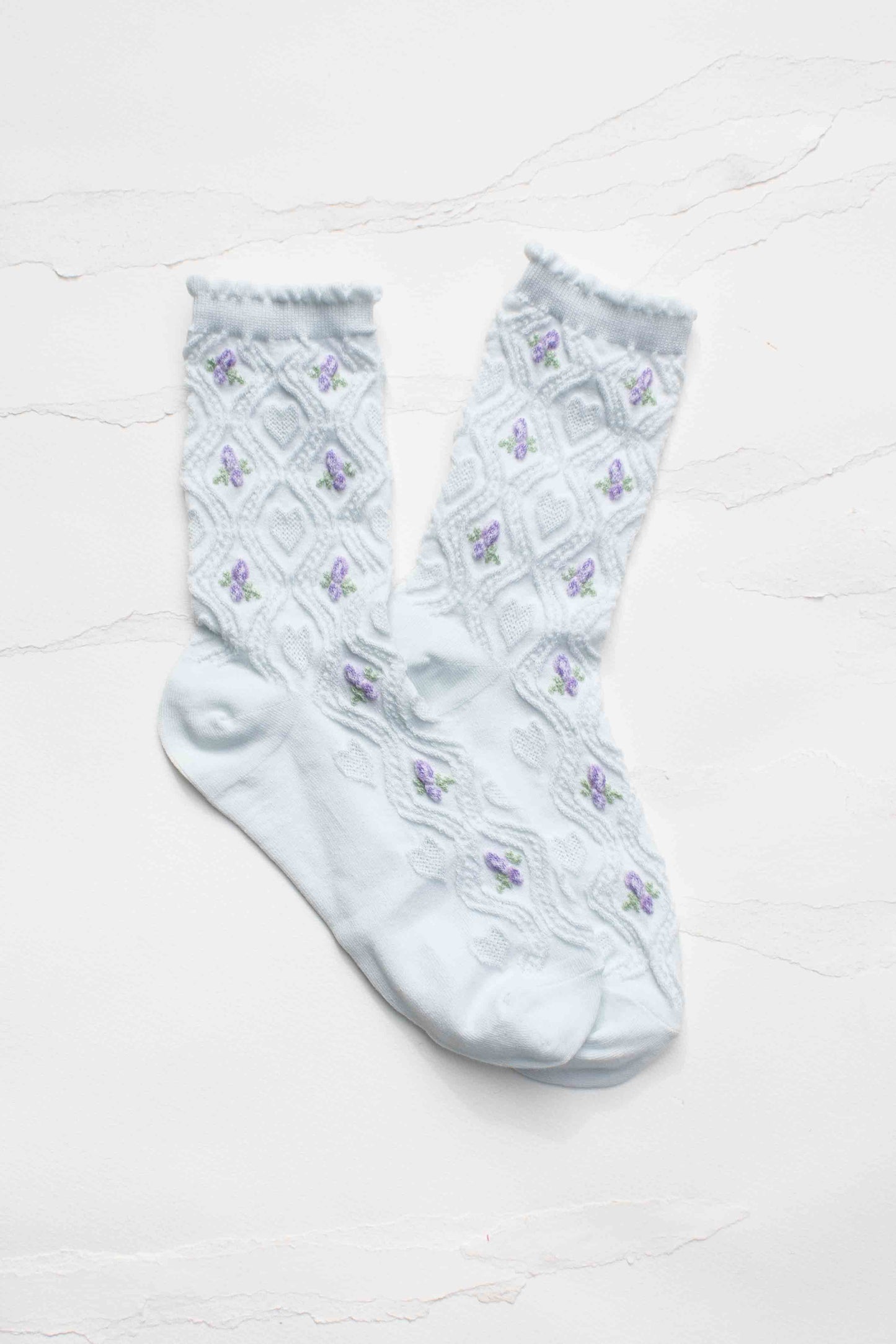 Floral Cable Socks | Ivory