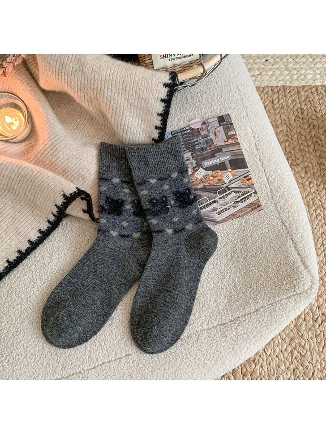 Nordic Cozy Crew Socks | Teddy Bear