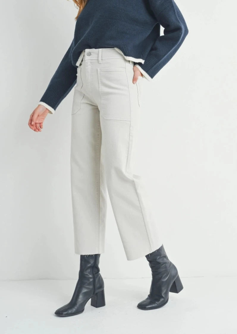 Wide Leg Utility Denim | Sea Salt