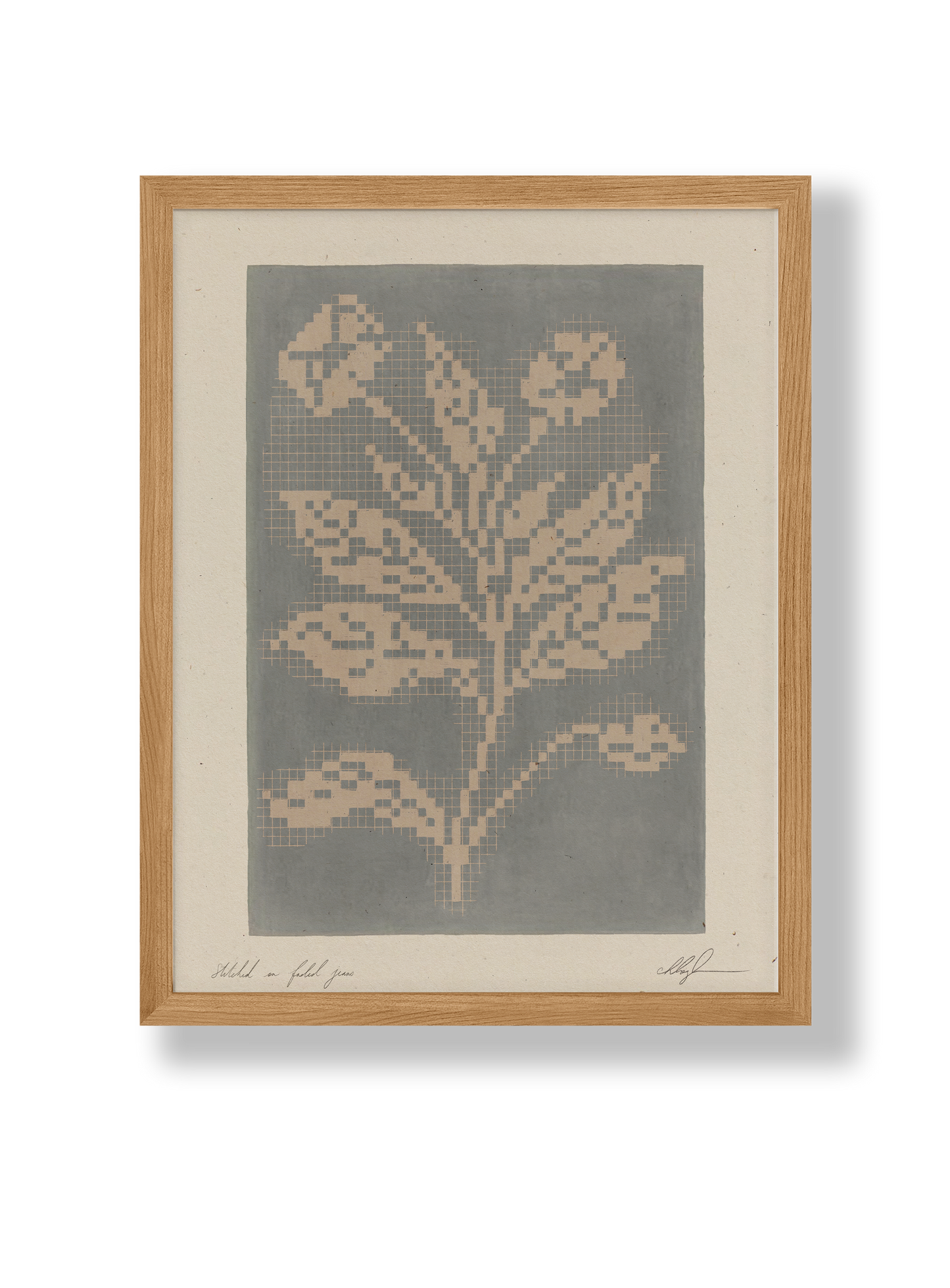 Stitched On Faded Jeans Art Print | 8.5 x 11