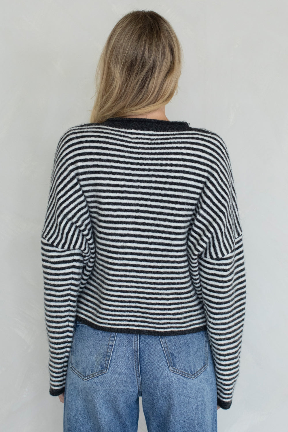 Piper Mini Stripe Cardigan | Charcoal