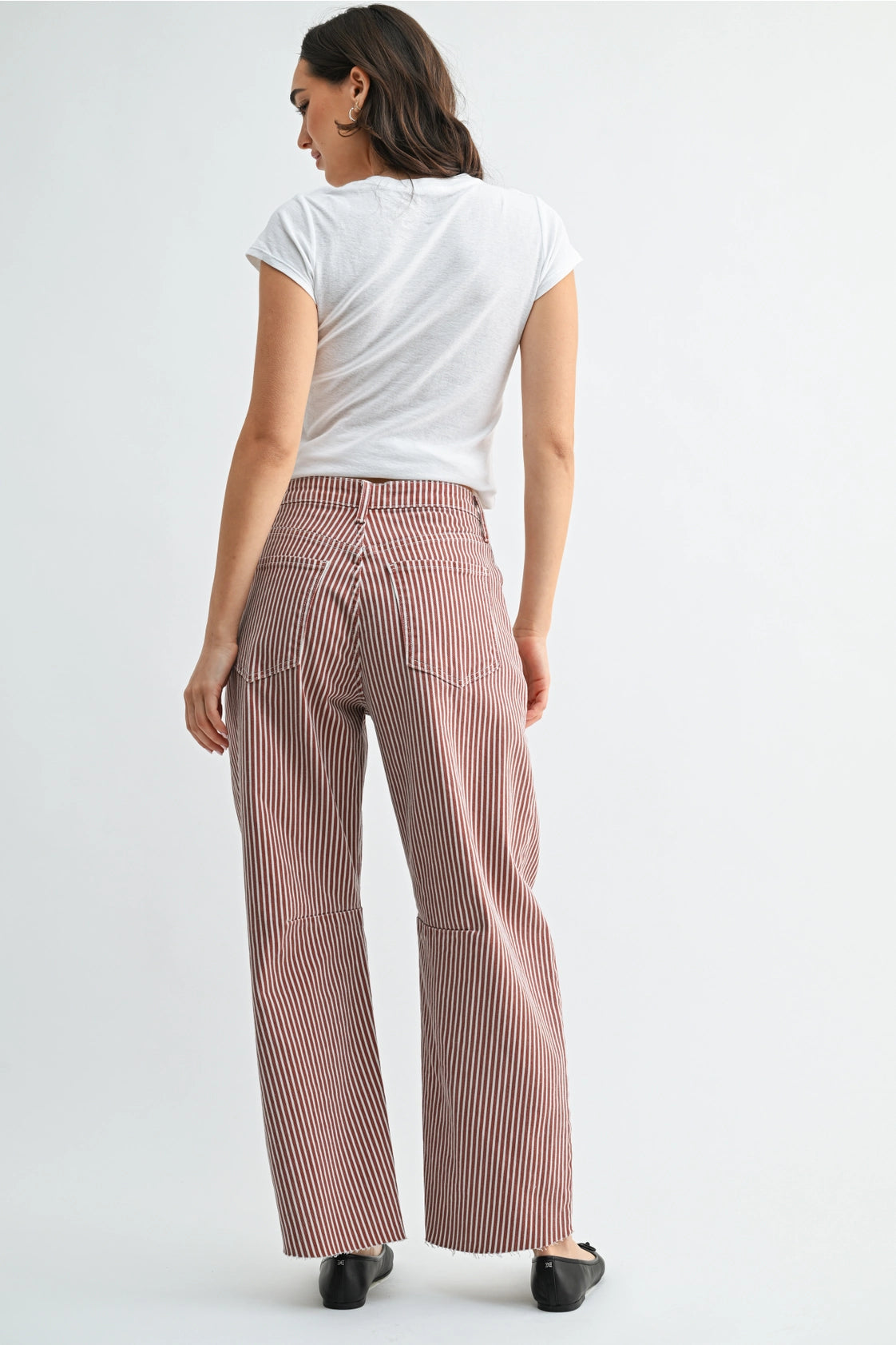 High Rise Barrel Leg Denim | Spice Stripe