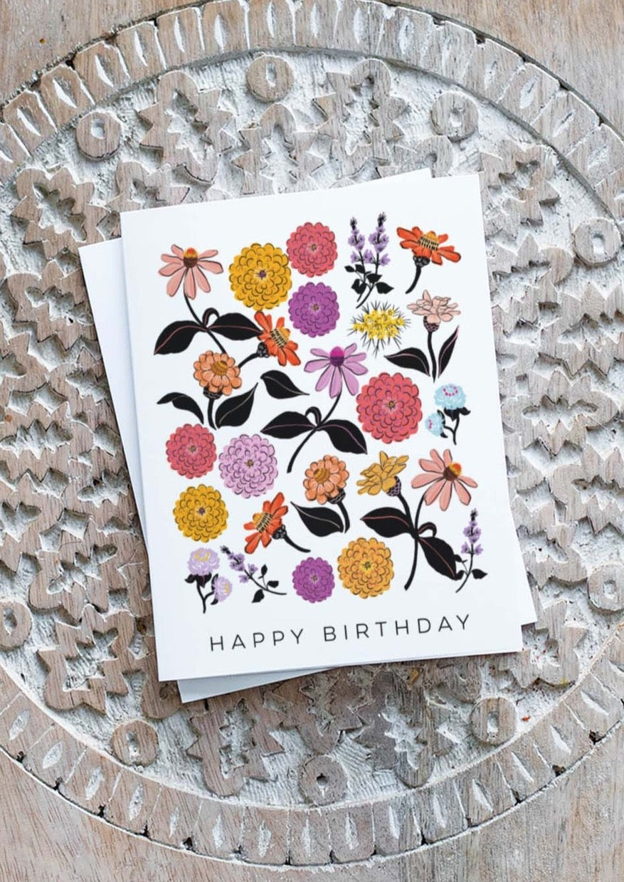 Zinnias Birthday Greeting Card