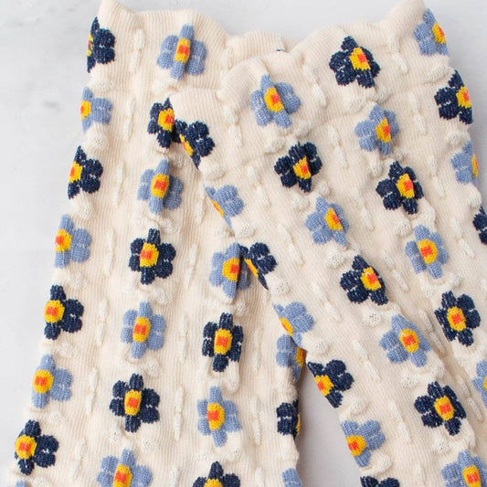 Retro Flower Socks | Cream