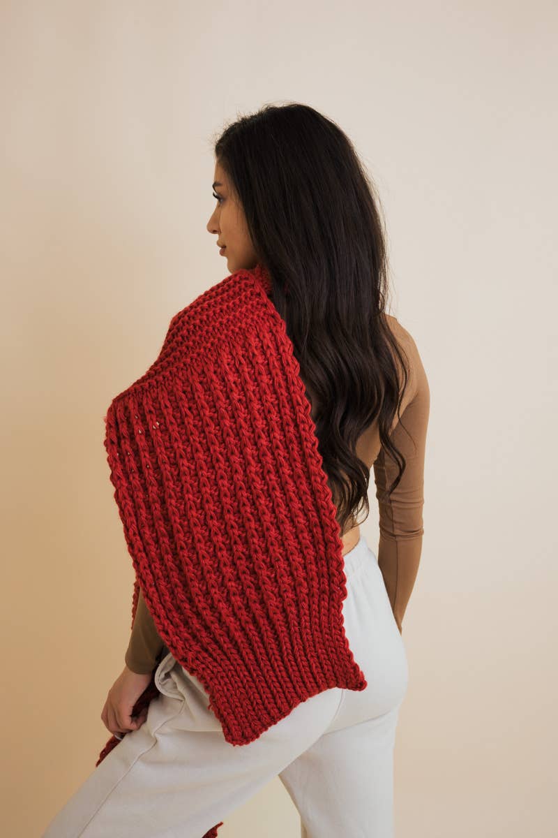 Waffle Knit Scarf | Raspberry