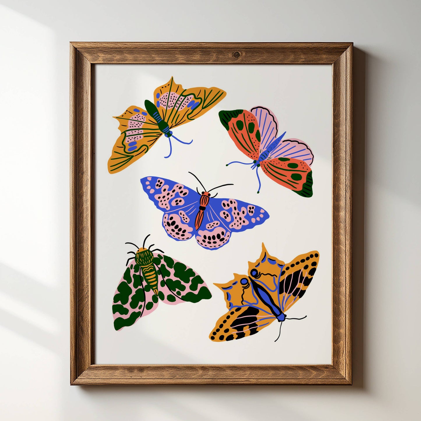 Primary Pop Moths Art Print | 8" x 10"