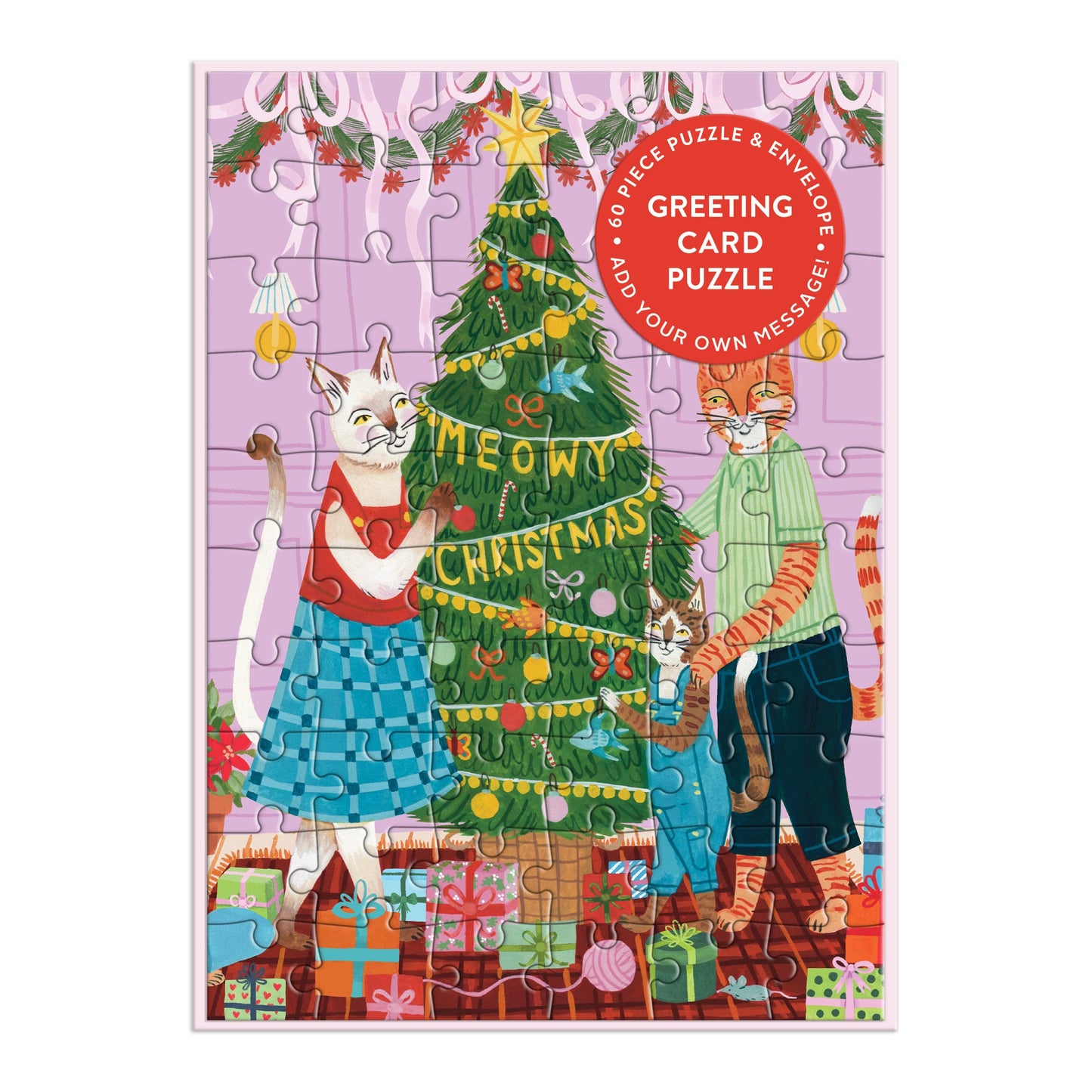 Meowy Christmas Greeting Card | 60 Piece Puzzle