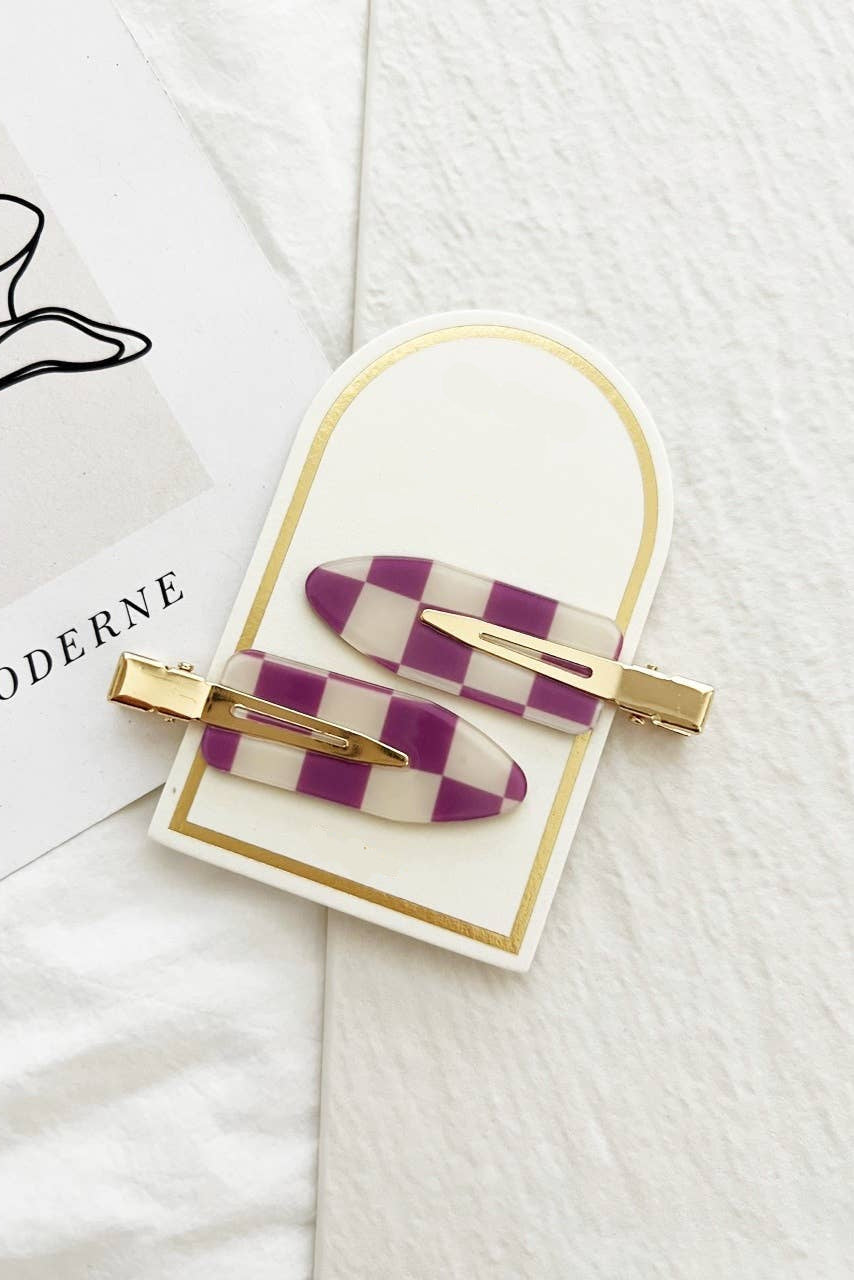 Crease Free Checkered Clips | Violet