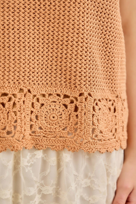 Crochet Knit Sleeveless Top | Extended