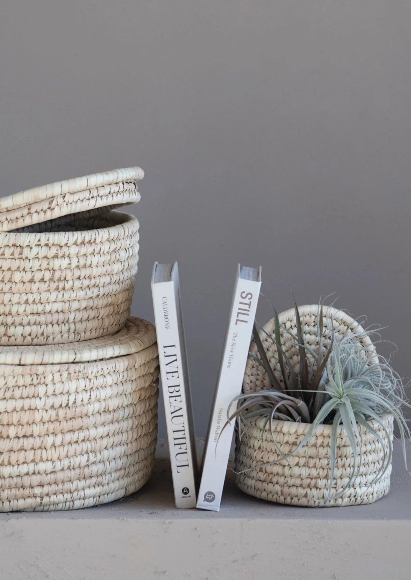 Hand-Woven Basket with Lid