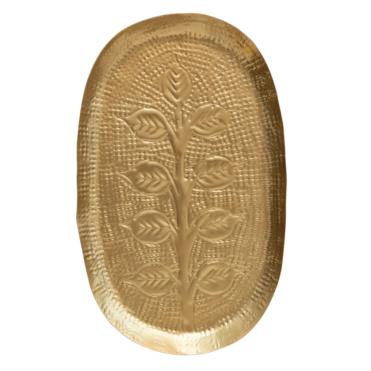 Gold Sapling Debossed Metal Tray