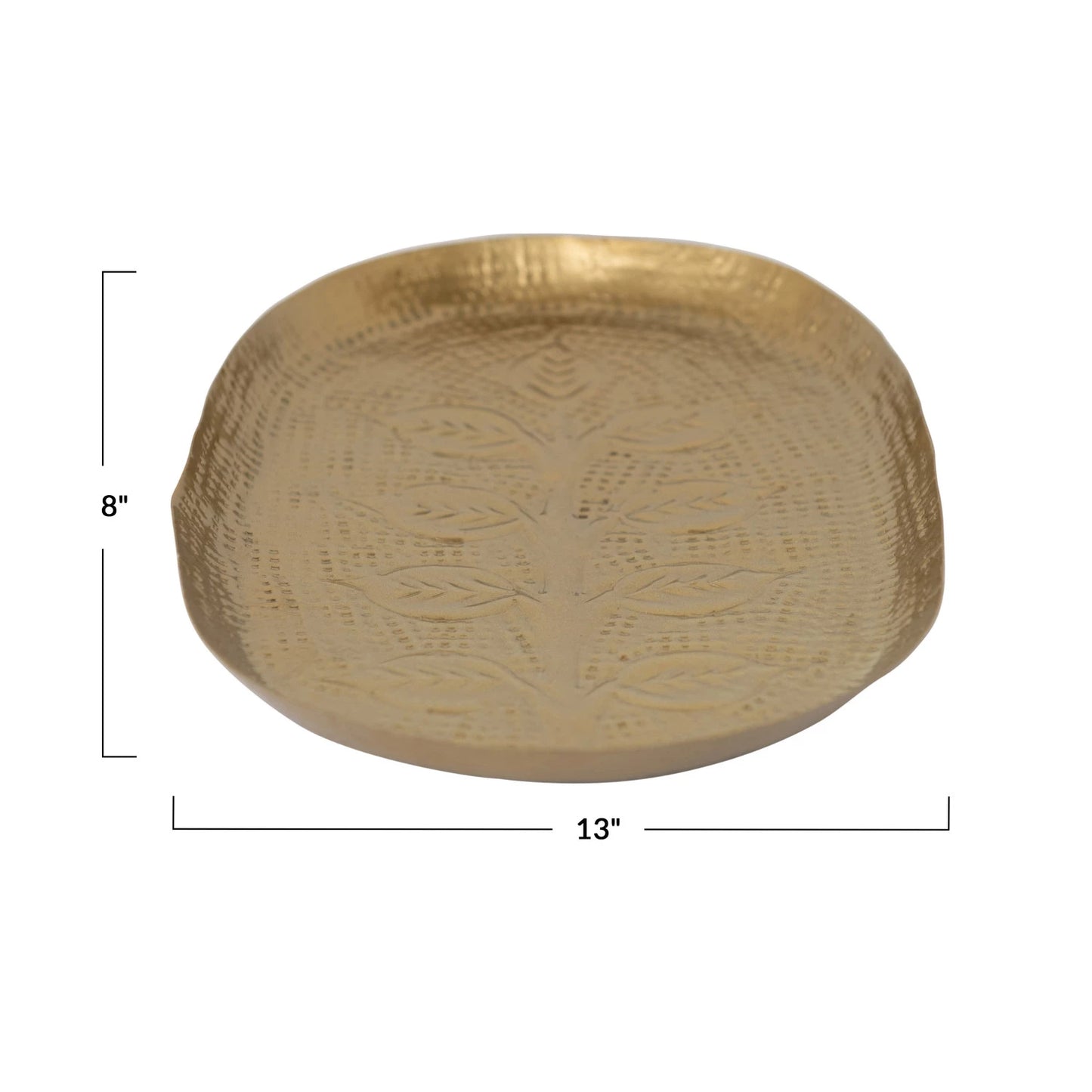 Gold Sapling Debossed Metal Tray