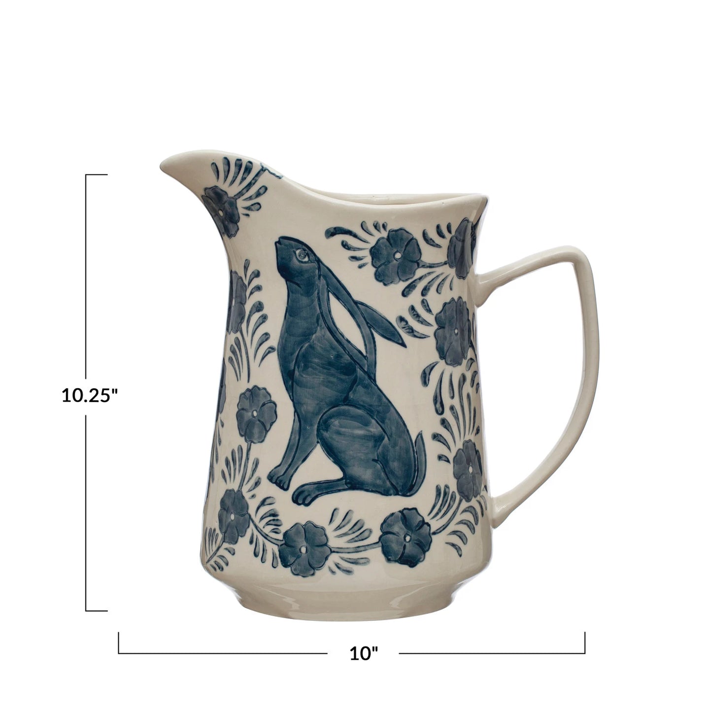 Hand-Painted Garden Rabbit Pitcher