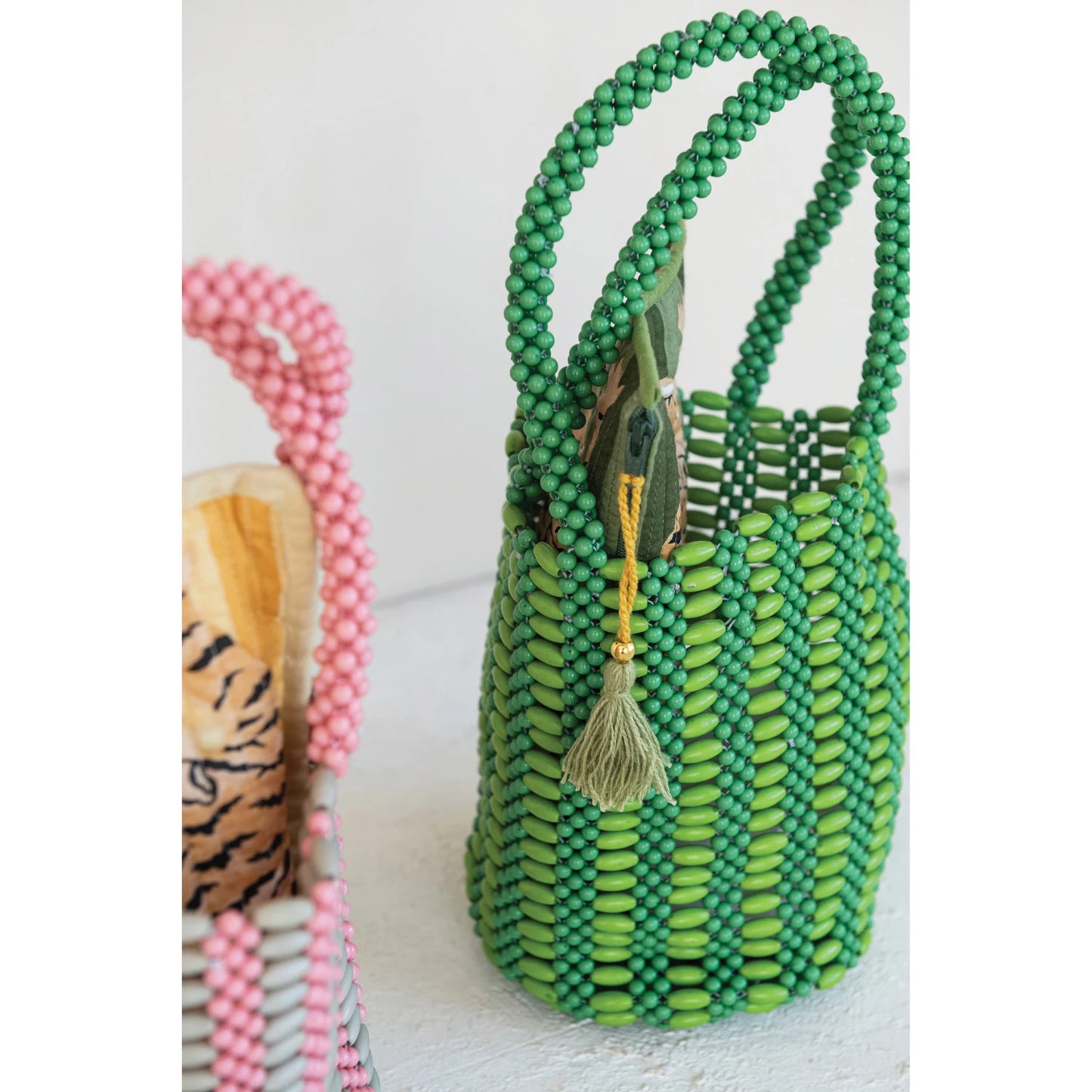 Two-Tone Acrylic Beaded Handbag