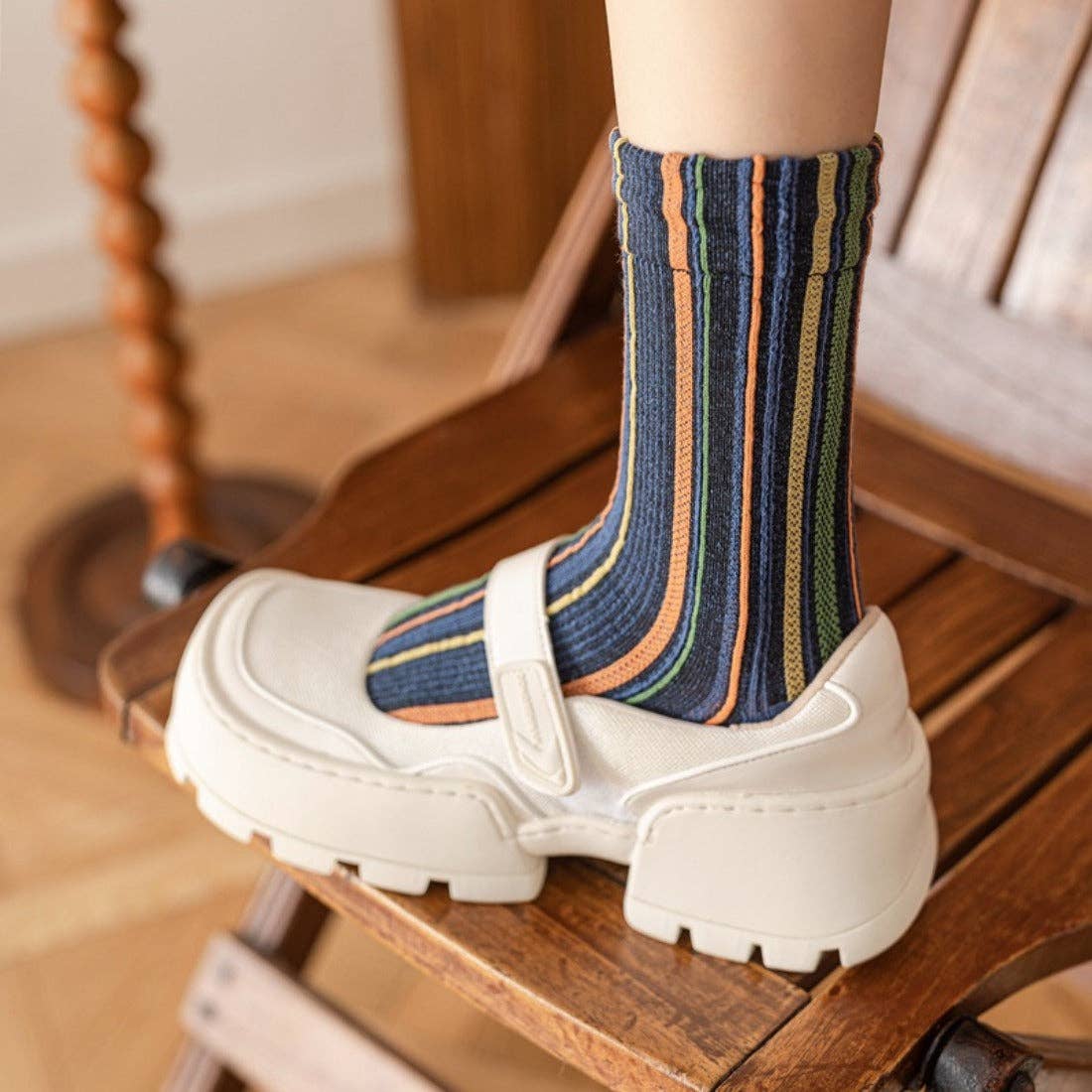 Bold Vertical Striped Socks | Orange