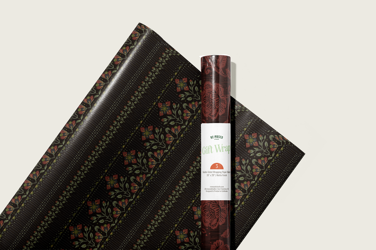 Midnight Blooms Gift Wrap | Roll of 3 Sheets