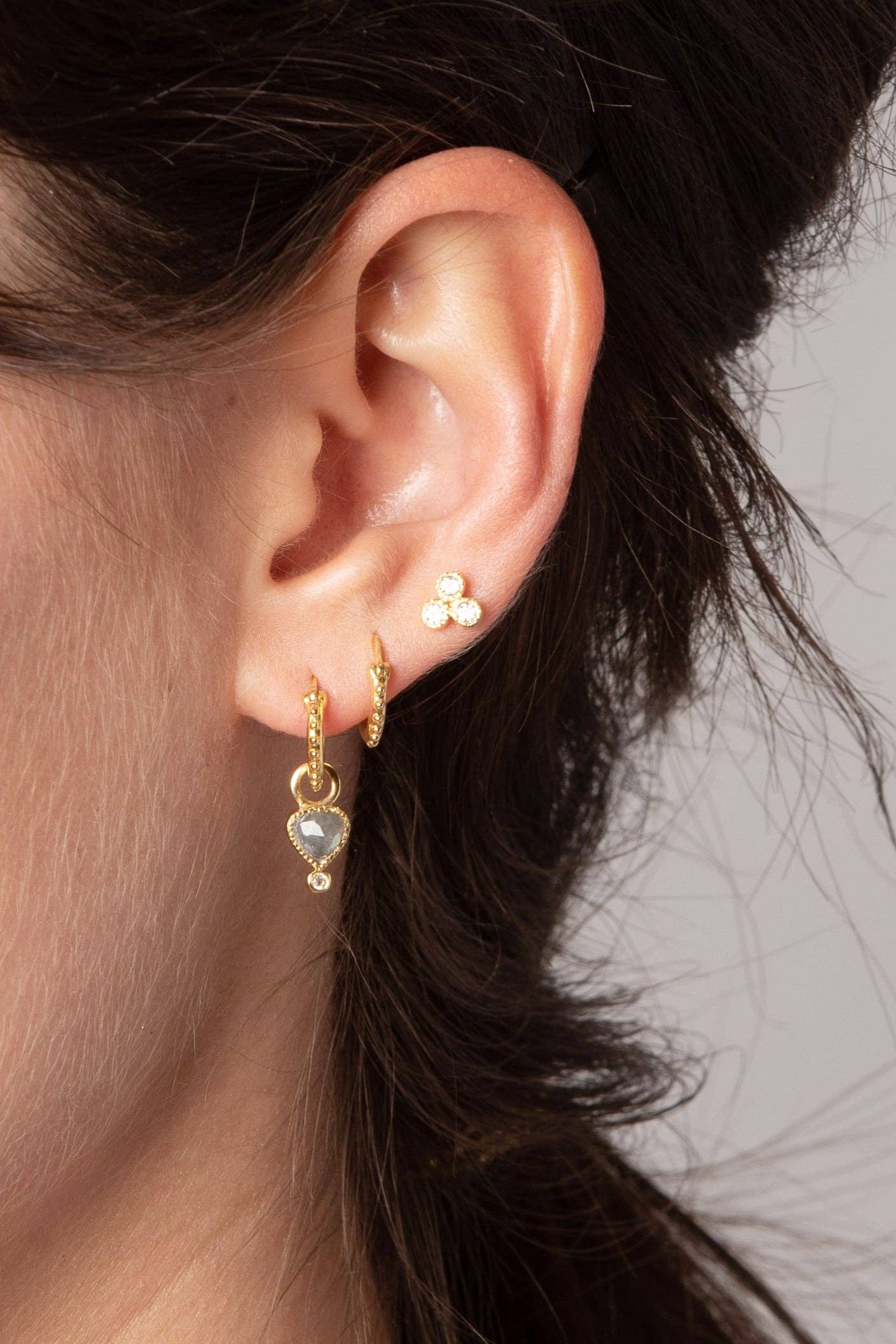 Colette Pyramid Huggies + Charms | Garnet