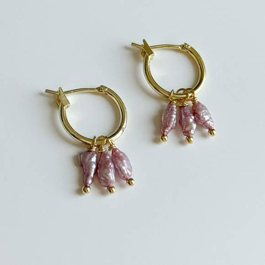 Rice Pearl Hoops | Lilac