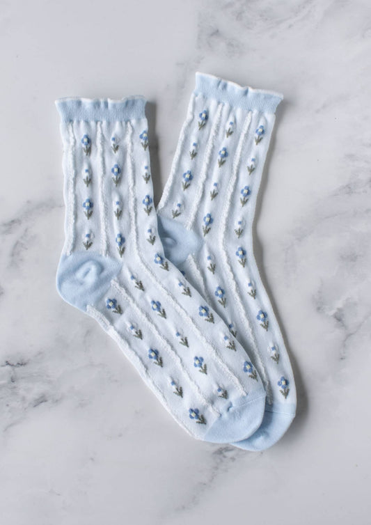 Pastel Floral Socks | Blue