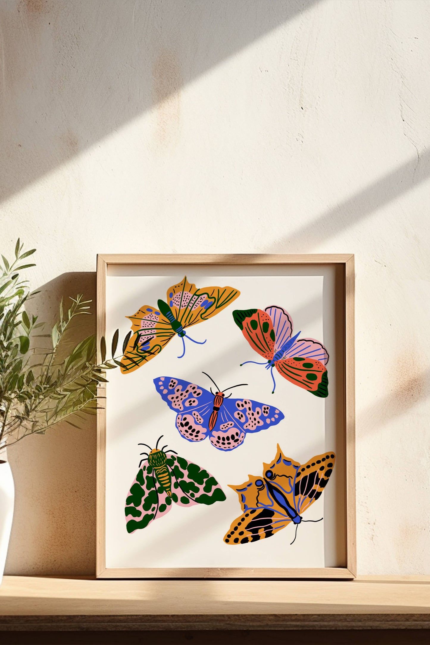 Primary Pop Moths Art Print | 8" x 10"