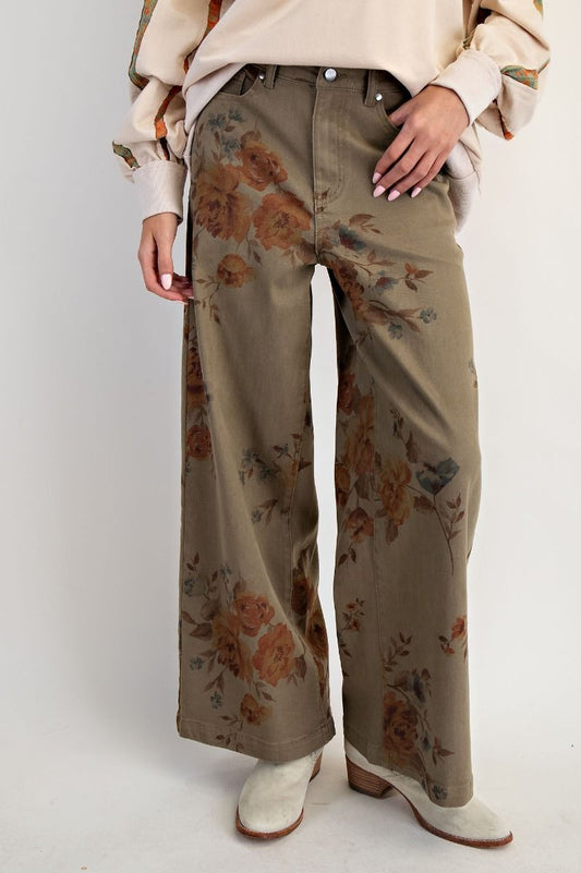 Olive Floral Pants | Extended