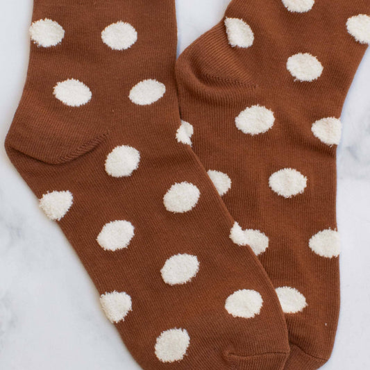 Polka Dot Puff Socks | Rust
