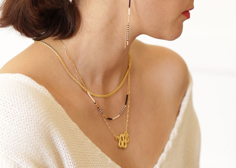 Japanese Seed Bead Necklace | Black & Bone