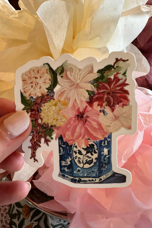 Delft Floral 3" Die Cut Sticker