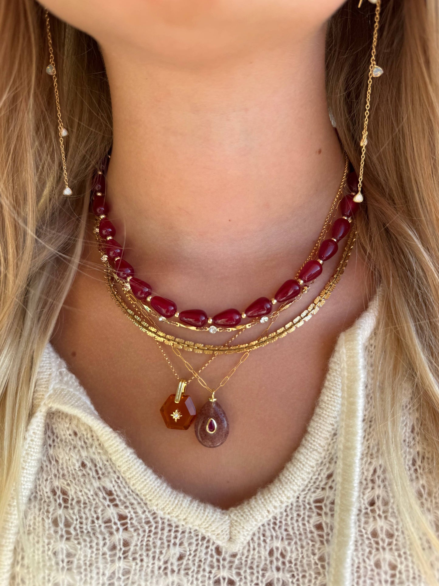Ophelia Beaded Necklace | Pink Rhodonite