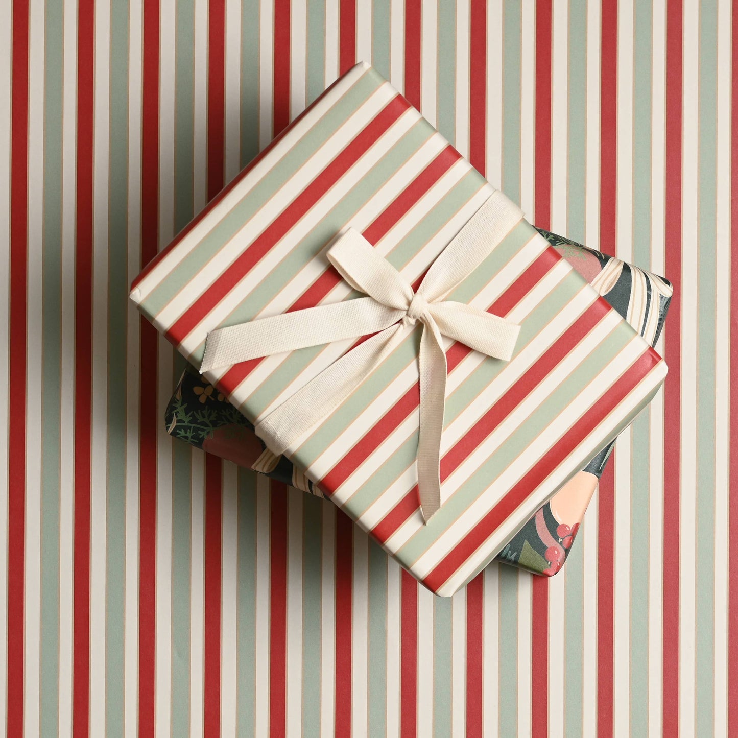Holiday Stripe Gift Wrap | Roll of 3 Sheets